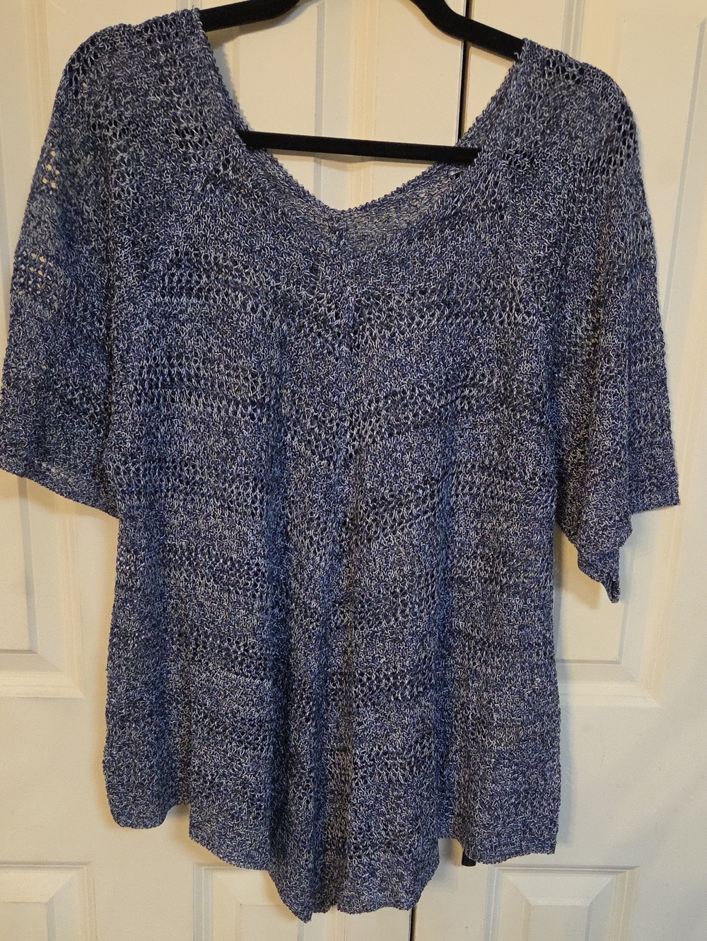 Faded Glory Blue Open-Knit V-Neck Tunic